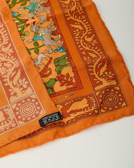 Hermès Orange/Blue/Green/ Multi Animal "Early America" Silk Printed 45cm Scarf