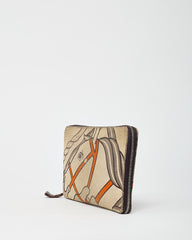 Hermès Beige and Orange Quadrige Steeple Printed Toile Canvas Zippy Wallet GM