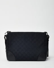 Gucci Black GG Monogram Canvas Messenger Crossbody Bag