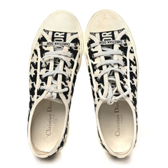 Canvas Macro Houndstooth Embroidered Womens Walk'N'Dior Low Top Sneakers 39 White Black