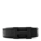 Matte Porosus Crocodile Monochrome 24mm Mini Constance H Belt 105 42 Black