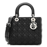 Grained Calfskin Cannage Medium Lady Dior Black