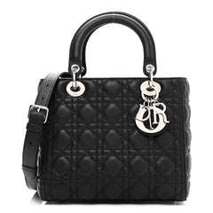 Grained Calfskin Cannage Medium Lady Dior Black