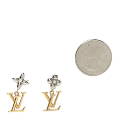 Metal Crystal LV Iconic Flower Earrings Gold Silver