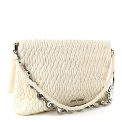 Nappa Matelasse Crystal Flap Clutch White