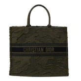 Canvas Embroidered Camouflage Large Book Tote Green
