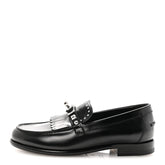 Glazed Calfskin Medor Studded Fringe Womens Destin Loafer 35 Black