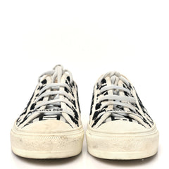 Canvas Macro Houndstooth Embroidered Womens Walk'N'Dior Low Top Sneakers 39 White Black