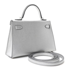 Metallic Chevre Chamkilight Mini Kelly Sellier 20 Argent