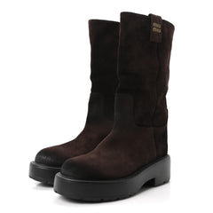 Vintage Effect Suede Mid Calf Boots 39 Morro