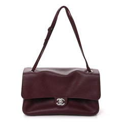 Grained Calfskin Small Souplissimo Maxi Flap Burgundy
