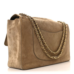 Suede Calfskin Souplissimo Maxi Flap Dark Beige