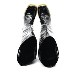 Crinkled Patent Calfskin Knee High Boots 37.5 Black