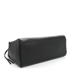 Grained Calfskin Large Urban Essentials Shopping Bag Black