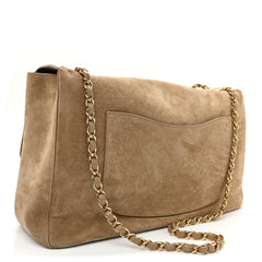 Suede Calfskin Souplissimo Maxi Flap Dark Beige