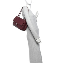 Grained Calfskin Small Souplissimo Maxi Flap Burgundy
