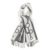 Cashmere Casaque Mors Muffler Ivoire Gris Flanelle
