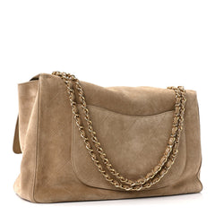 Suede Calfskin Souplissimo Maxi Flap Dark Beige