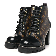Patent Calfskin Monogram Star Trail Ankle Boots 38.5 Black