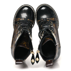 Patent Calfskin Monogram Star Trail Ankle Boots 38.5 Black