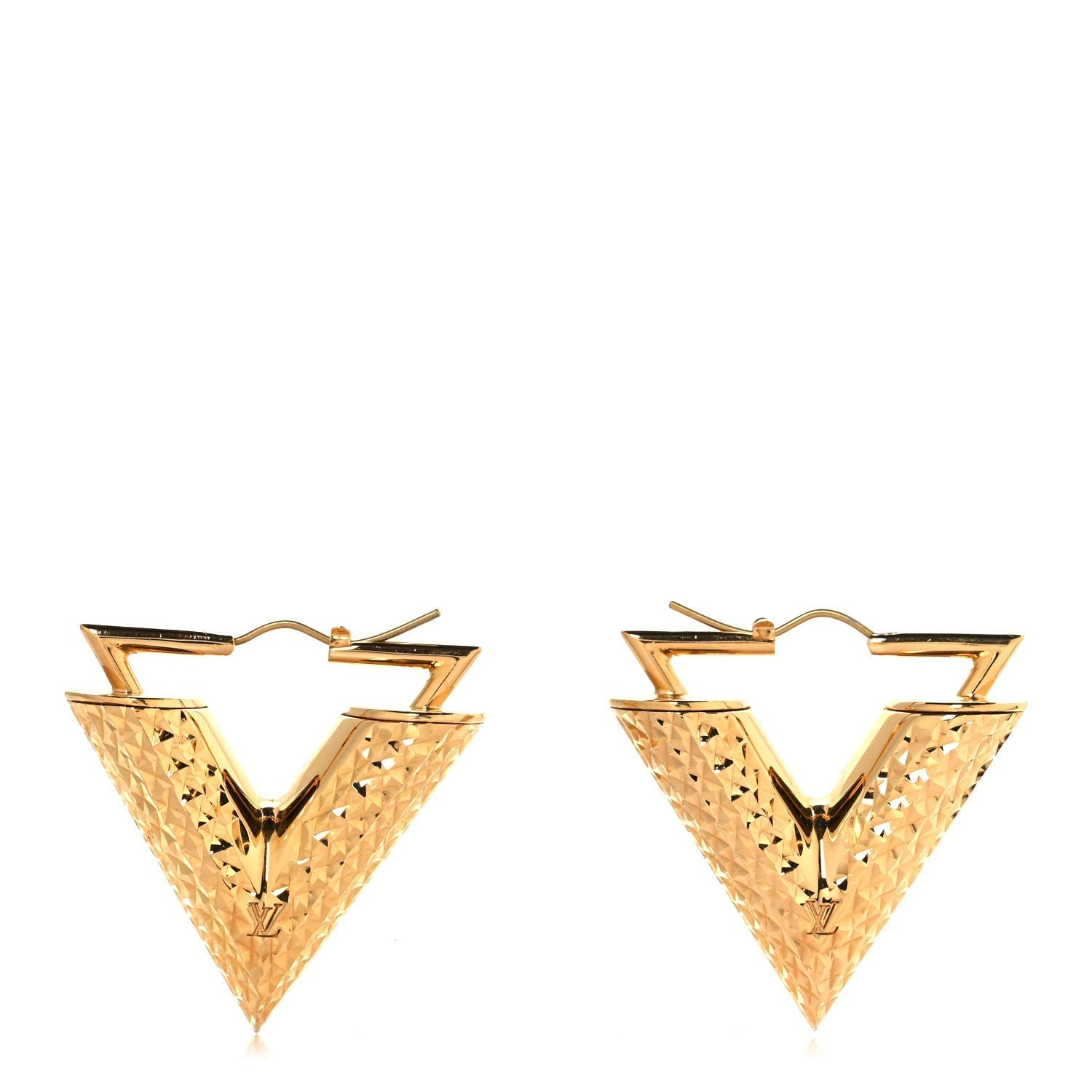 Brass Guilloche Essential V Earrings Gold