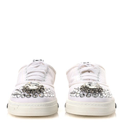 Gabardine Crystal Low Sneakers 35 Bianco