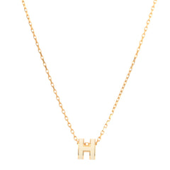 Lacquered Gold Mini Pop H Pendant Necklace White
