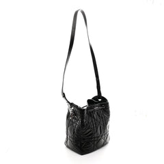 Crinkled Calfskin Macrocannage Medium D-Motion Bag Black