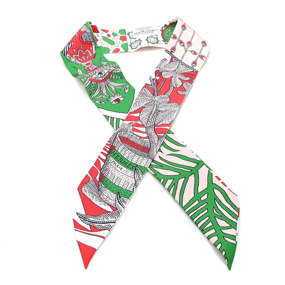 Silk La Danse Des Amazones Twilly Rouge Rose Poudre Vert