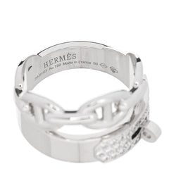 18K White Gold Kelly Diamond Double Tour Chaine d'Ancre Pave Ring 50 5.5