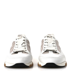 Canvas Calfskin Mens Trail Sneakers 41.5 Prunoir White
