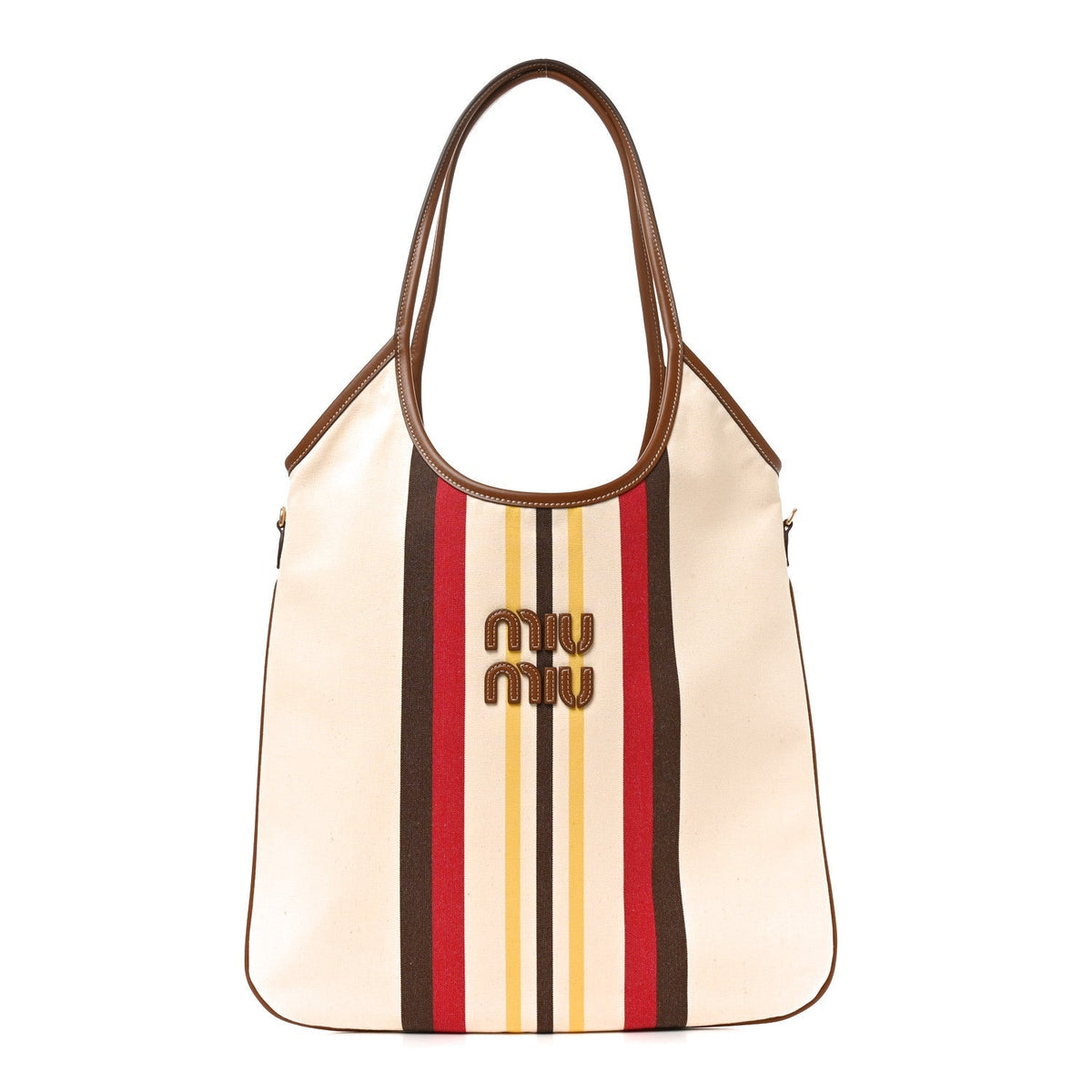 Canvas Calfskin Striped Ivy Beige Naturale Moro