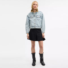 Coach Outlet Denim Jacket With Corduroy Collar In Organic Cotton