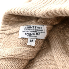 Cashmere Knit Cable Maillons Beanie M Beige