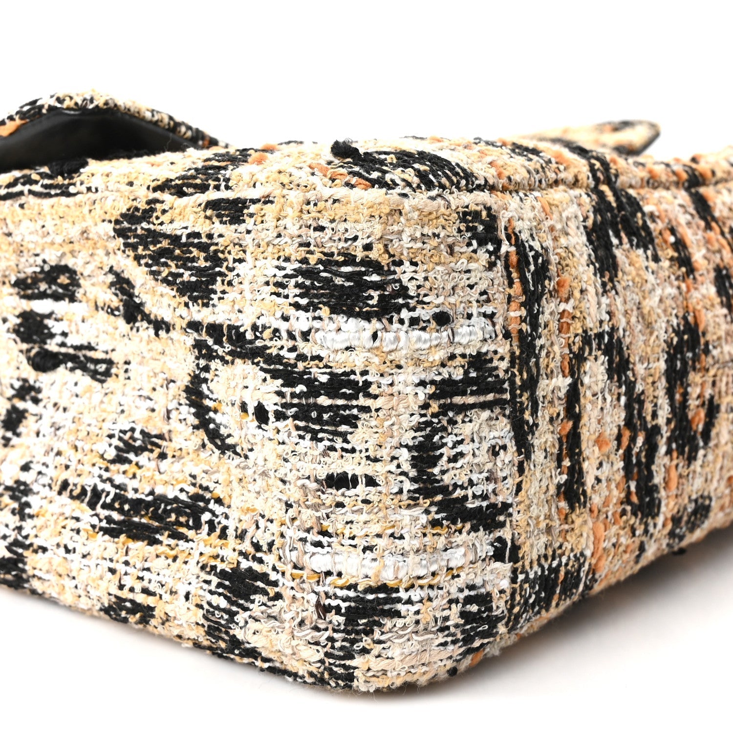 Tweed Mixed Fibers Leopard Print Small Souplissimo Maxi Flap Brown Black White