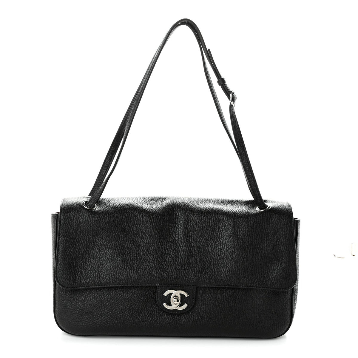 Grained Calfskin Small Souplissimo Maxi Flap Black