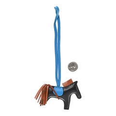 Milo Lambskin Grigri Rodeo Horse Bag Charm PM Black Gold Bleu Zanzibar