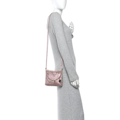 Crystal Embellished Metallic Lambskin Mini Chanel 22 Light Pink