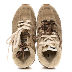 X NEW BALANCE Suede Shearling 530 SL Sneakers 37 Ecru