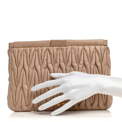 Nappa Matelasse Clutch Cammeo