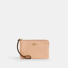Coach Outlet Corner Zip Wristlet In Signature Leather With Charm