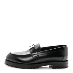 Glazed Calfskin Womens Faubourg Loafers 37 Black