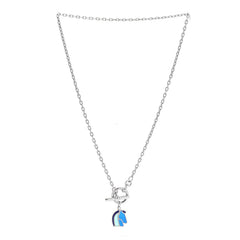 Palladium Enamel Helios Cheval Necklace Camaïeu De Bleu