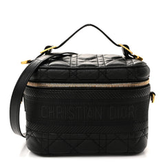 Lambskin Cannage Small Diortravel Vanity Case Black