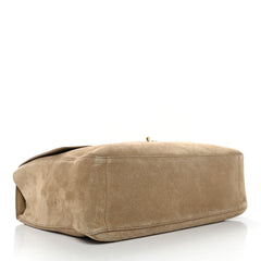 Suede Calfskin Souplissimo Maxi Flap Dark Beige