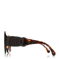 Acetate Calfskin Polarized Square Sunglasses 5474-Q-A Tortoise