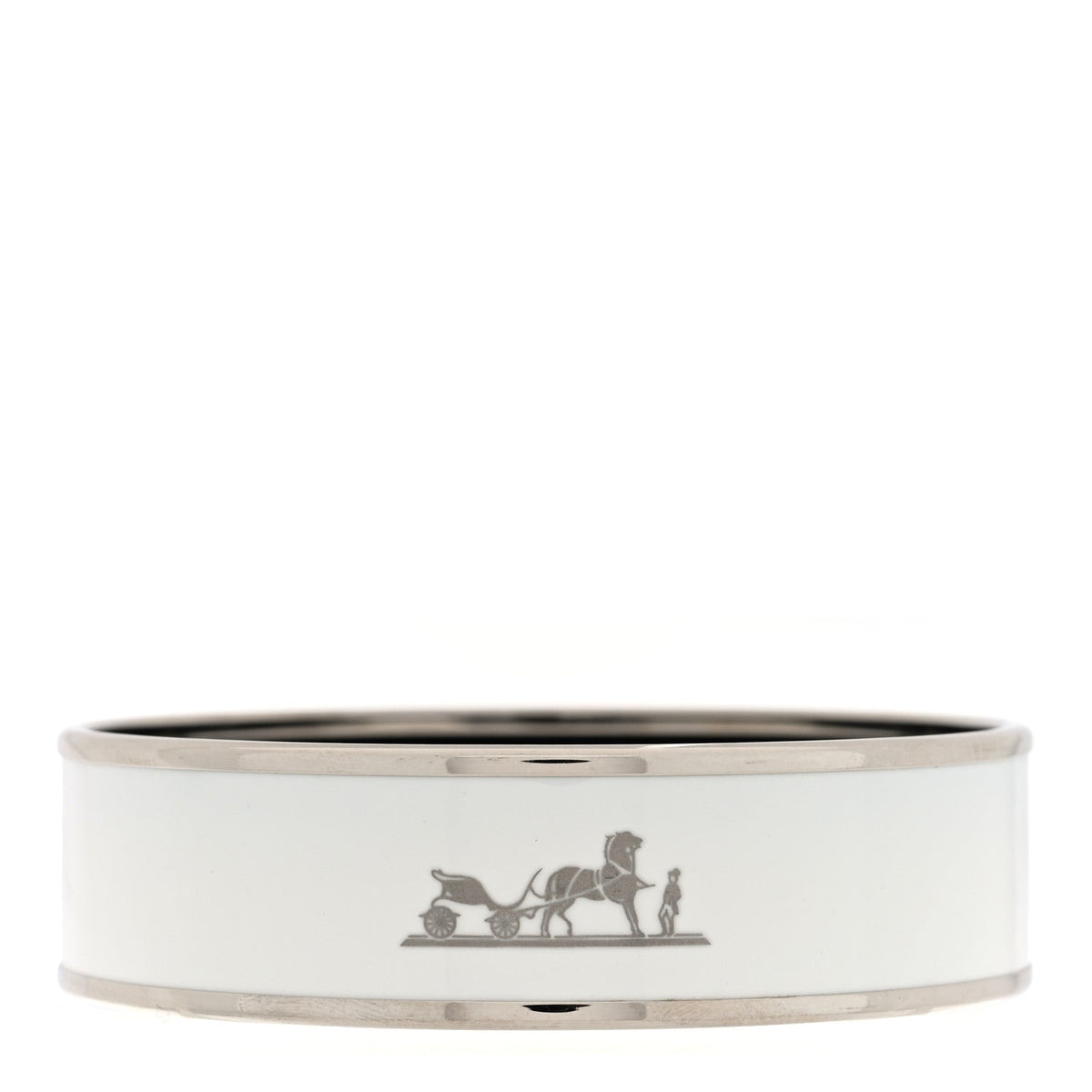 Enamel Printed Wide Caleche Bracelet  White