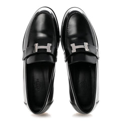 Glazed Calfskin Womens Faubourg Loafers 37 Black