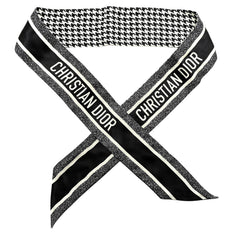 Silk Houndstooth Mitzah Scarf Black White