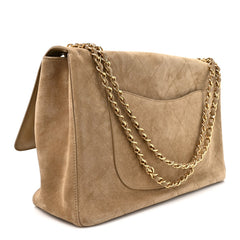 Suede Calfskin Souplissimo Maxi Flap Dark Beige